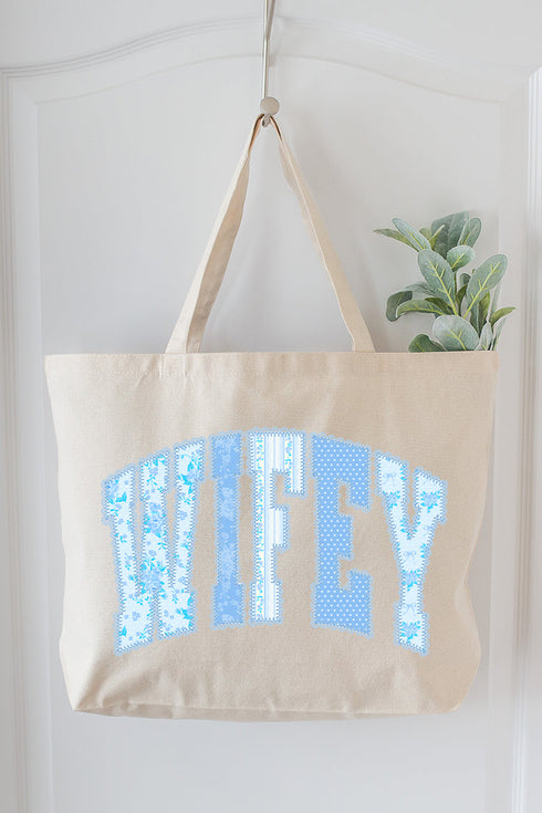 Something Blue Wifey Canvas Jumbo Tote