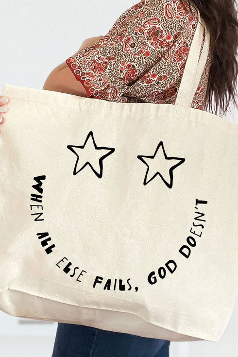 Star Eyes God Never Fails Canvas Jumbo Tote