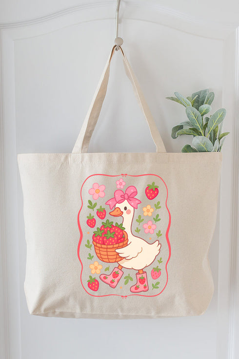 Strawberry Goose Canvas Jumbo Tote