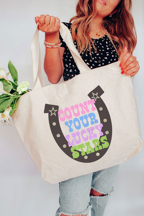 Count Your Lucky Stars Canvas Jumbo Tote