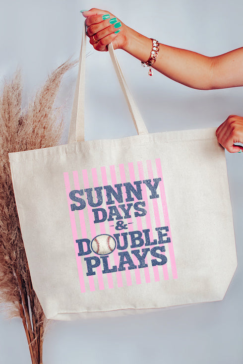 Sunny Days & Double Plays Canvas Jumbo Tote
