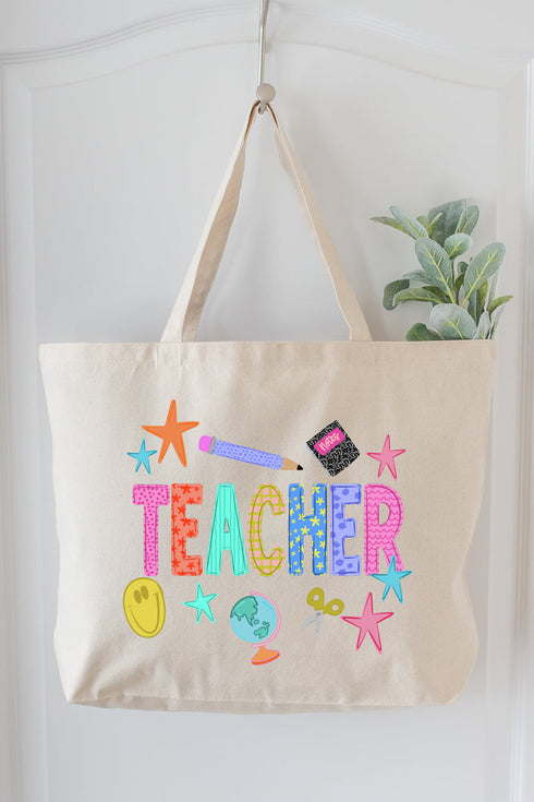 Classroom Charm Canvas Jumbo Tote
