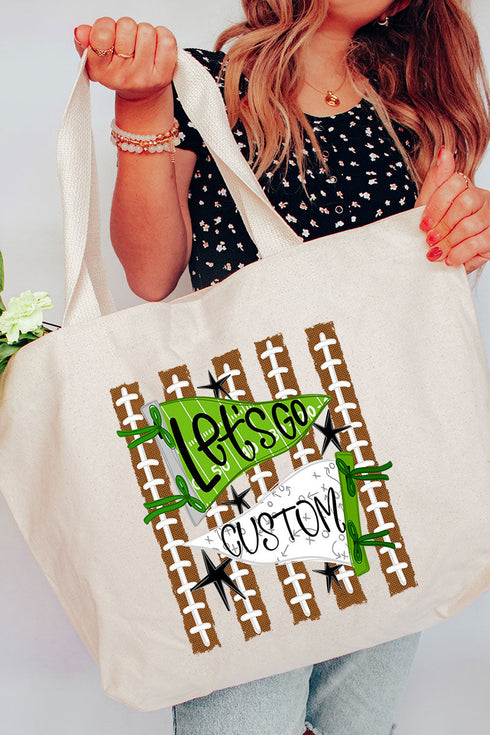 Personalized Touchdown Cheers Canvas Jumbo Tote *Enter Custom Text