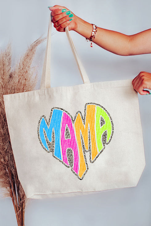 Wild Mama Bright Leopard Canvas Jumbo Tote