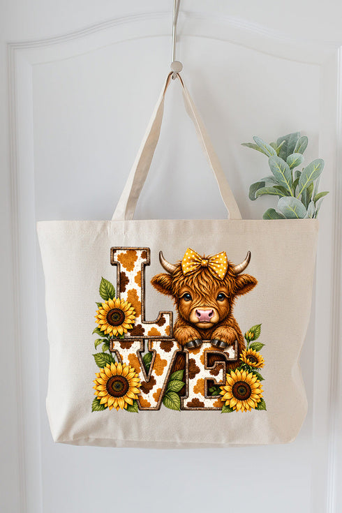Little Highland Love Canvas Jumbo Tote