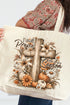 Harvest Praise Cross Canvas Jumbo Tote