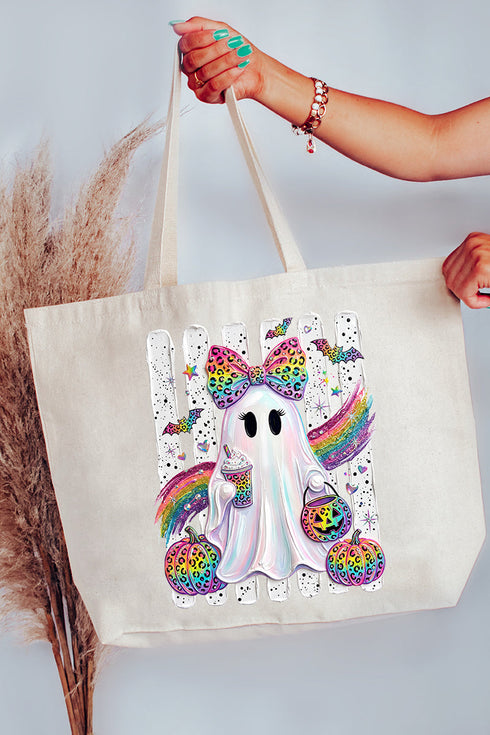 Rainbow Glam Ghost Canvas Jumbo Tote