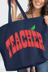 Apple Dot Teacher Canvas Jumbo Tote