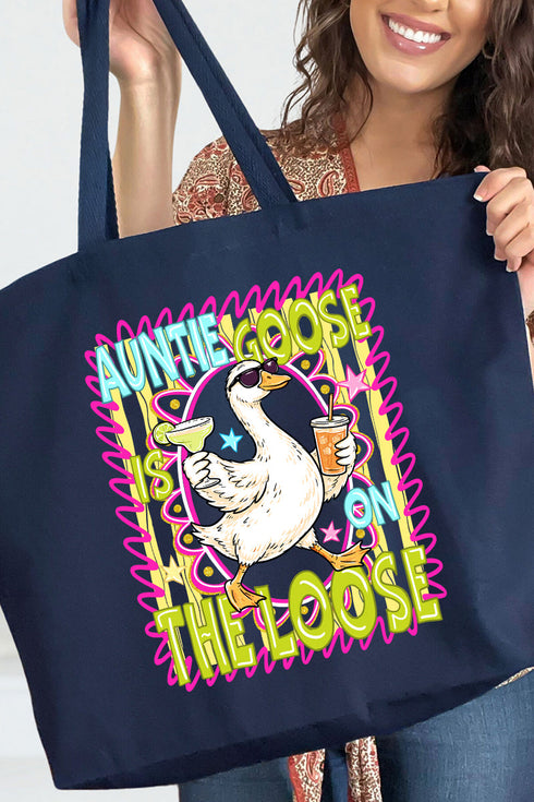 Auntie Goose On The Loose Canvas Jumbo Tote
