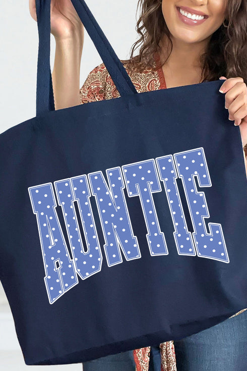 Blue Dot Auntie Canvas Jumbo Tote
