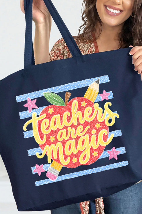 Teachers Are Magic Sketch Canvas Jumbo Tote