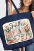 Faith Over Fear Floral Devotion Canvas Jumbo Tote