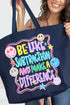 Playful Be Like Subtraction Canvas Jumbo Tote
