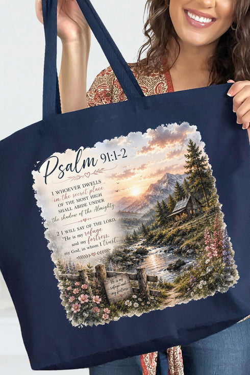 Scenic Psalm 91 Canvas Jumbo Tote