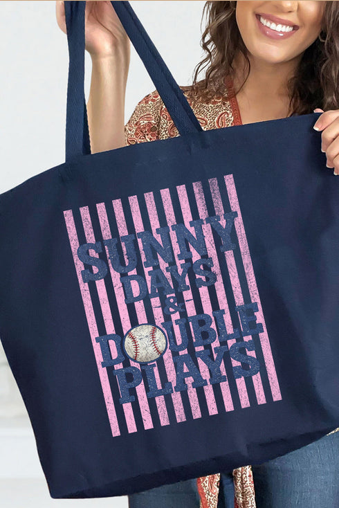 Sunny Days & Double Plays Canvas Jumbo Tote