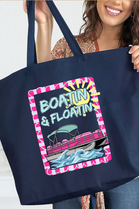 Sunny Boatin & Floatin Canvas Jumbo Tote