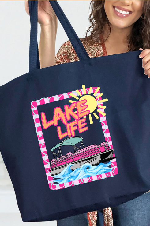 Sunny Lake Life Canvas Jumbo Tote