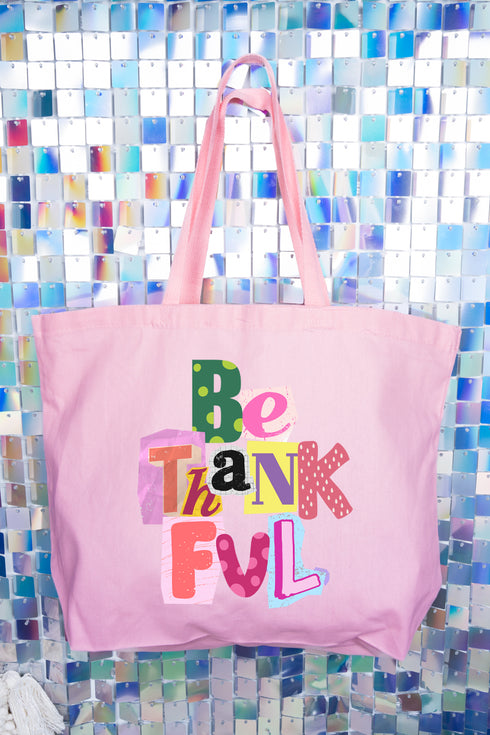 Bold Be Thankful Canvas Jumbo Tote