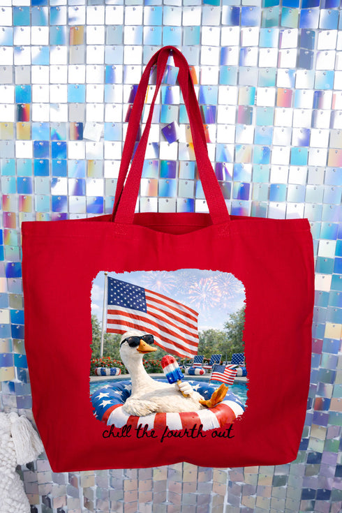Chill The Fourth Out Canvas Jumbo Tote