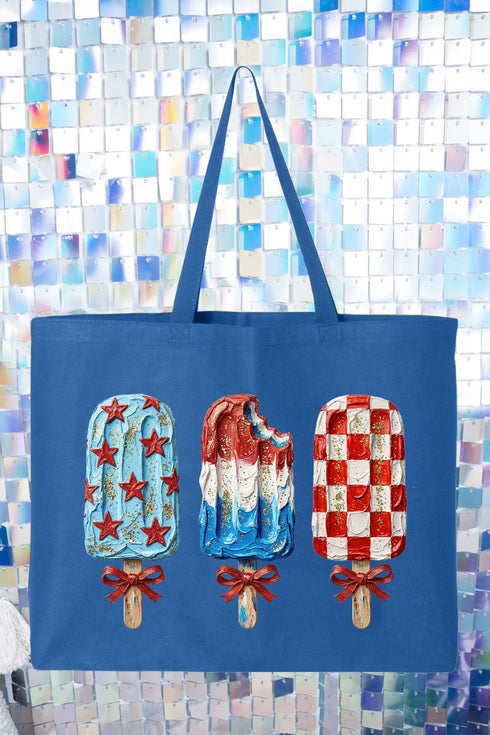 Painted Patriotic Popsicles Canvas Jumbo Tote