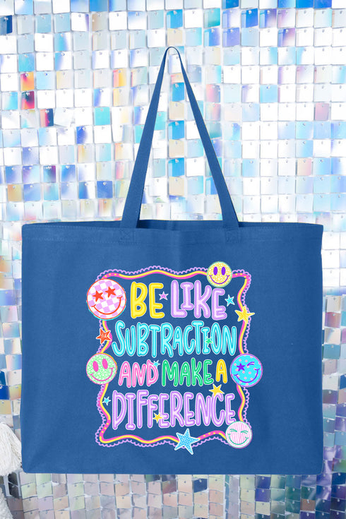 Playful Be Like Subtraction Canvas Jumbo Tote