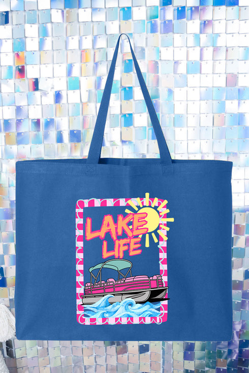 Sunny Lake Life Canvas Jumbo Tote