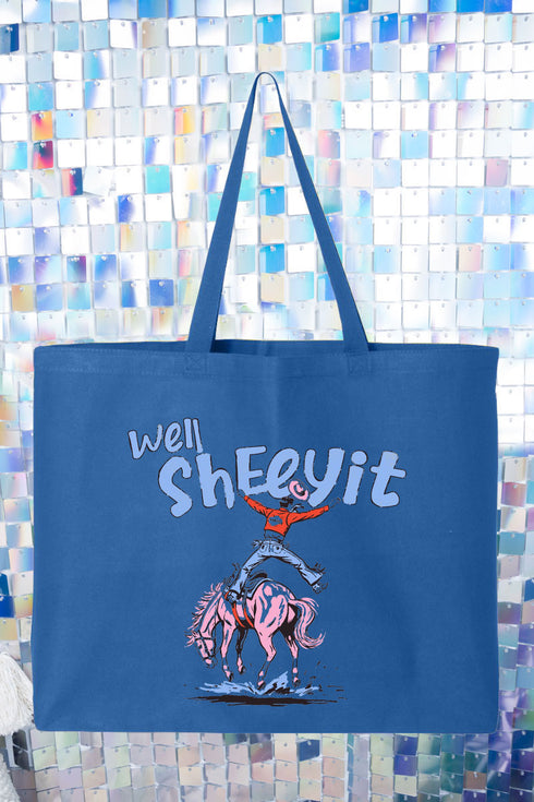 Well Sheeyit Cowboy Canvas Jumbo Tote