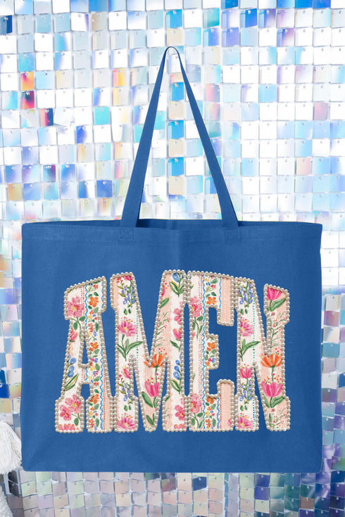 Pearls & Petals Amen Canvas Jumbo Tote