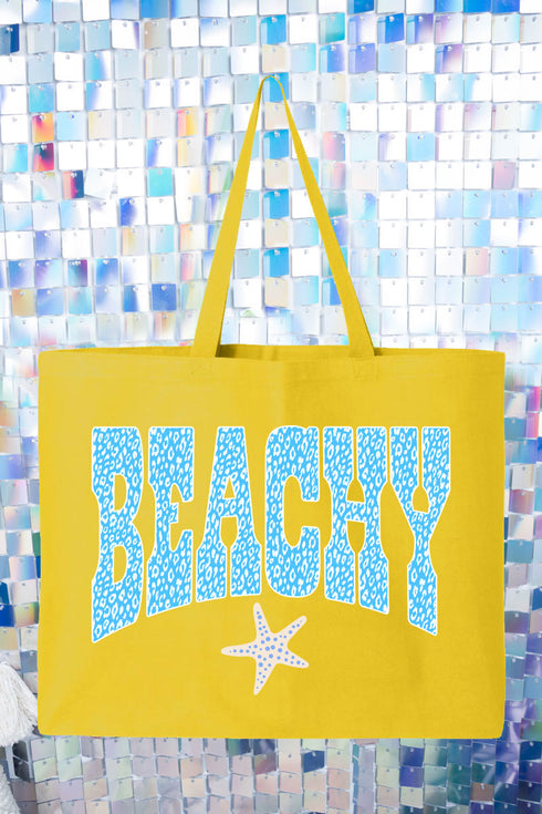 Coastal Beachy Leopard Canvas Jumbo Tote