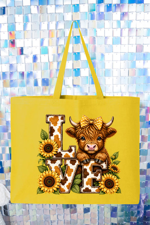 Little Highland Love Canvas Jumbo Tote