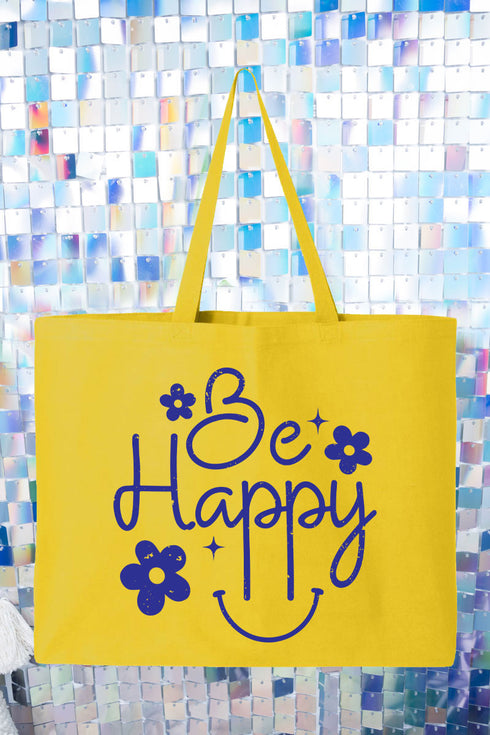 Flower Be Happy Canvas Jumbo Tote