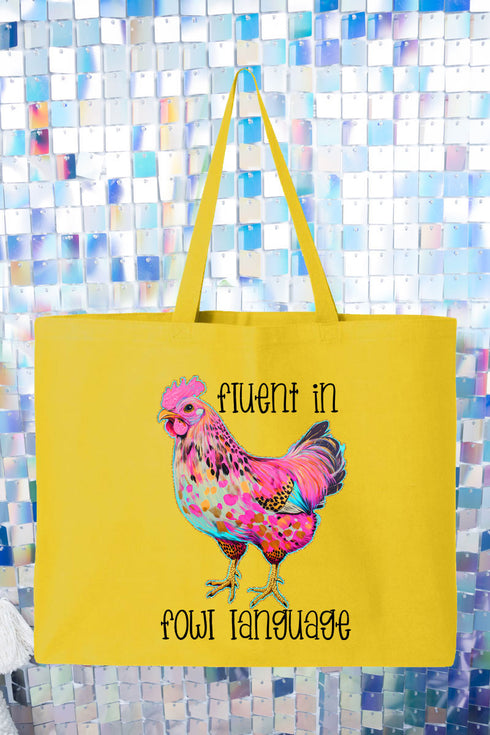 Fluent In Fowl Language Canvas Jumbo Tote