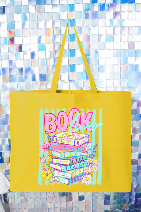 Petals & Paperback Book Lover Canvas Jumbo Tote