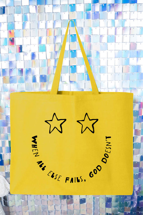 Star Eyes God Never Fails Canvas Jumbo Tote