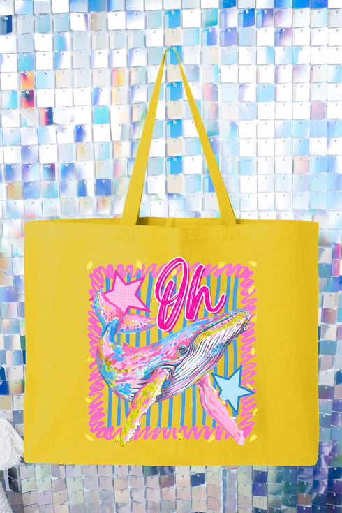Striped Oh Whale Canvas Jumbo Tote