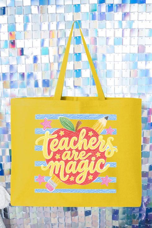 Teachers Are Magic Sketch Canvas Jumbo Tote