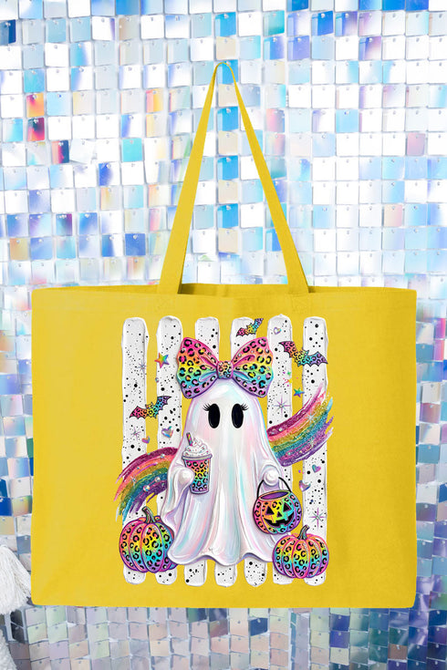 Rainbow Glam Ghost Canvas Jumbo Tote