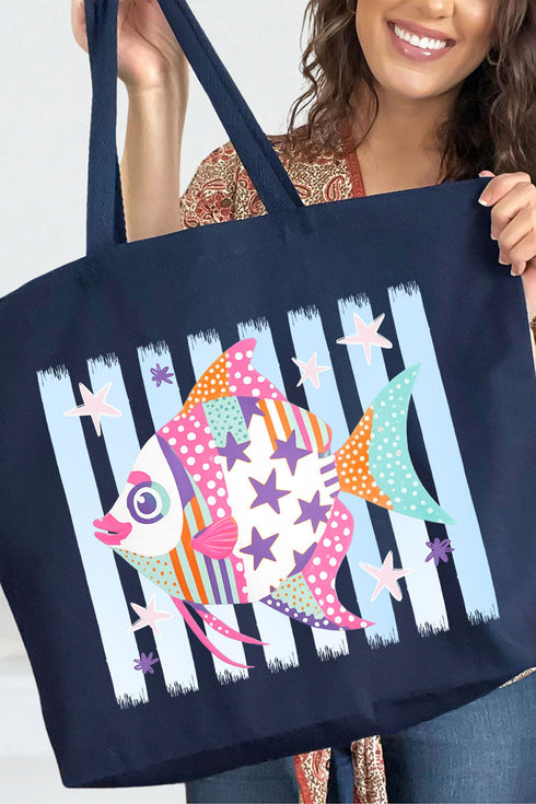 Candy Coast Angelfish Canvas Jumbo Tote