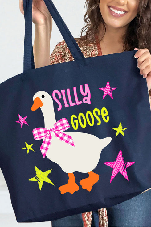Just A Silly Goose Canvas Jumbo Tote