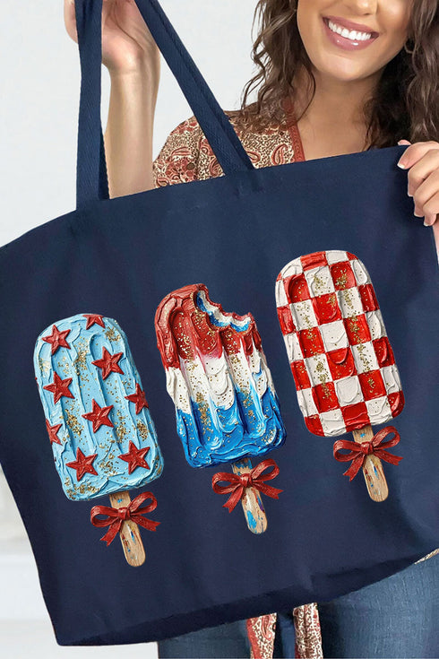 Painted Patriotic Popsicles Canvas Jumbo Tote