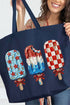 Painted Patriotic Popsicles Canvas Jumbo Tote