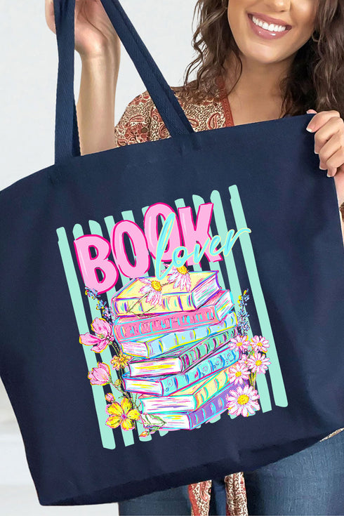 Petals & Paperback Book Lover Canvas Jumbo Tote
