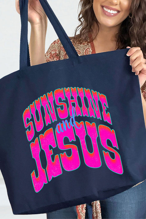 Radiant Sunshine And Jesus Canvas Jumbo Tote