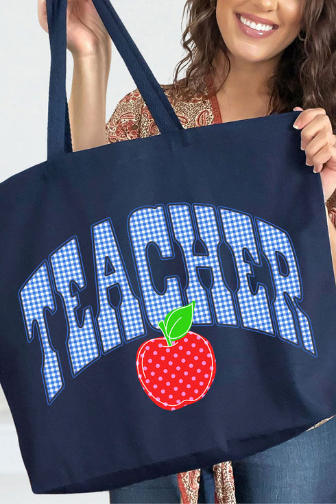 Sweet Apple Teacher Canvas Jumbo Tote