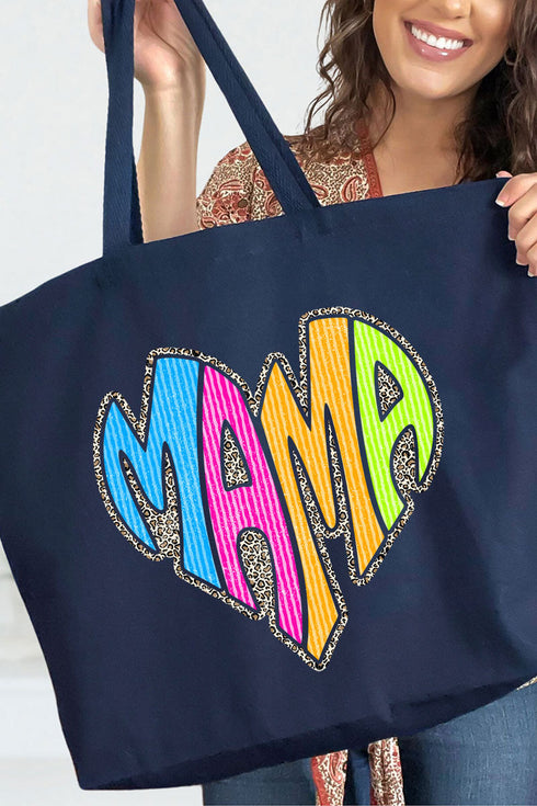 Wild Mama Bright Leopard Canvas Jumbo Tote