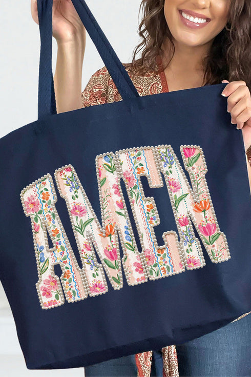 Pearls & Petals Amen Canvas Jumbo Tote