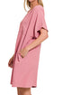 Go With The Flow Light Rose V-Neck Pocket Shirt Dress