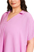 Plus Size Cloud Nine Mauve Airflow Collared V-Neck Top