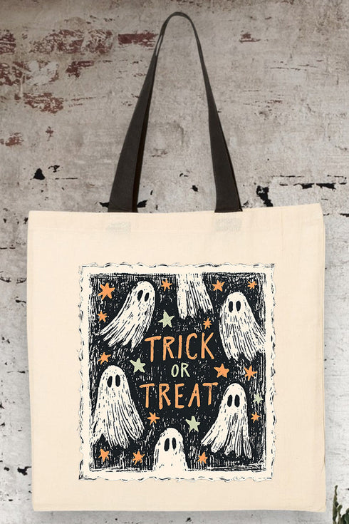 Trick Or Treat Ghost Crew Medium Canvas Tote