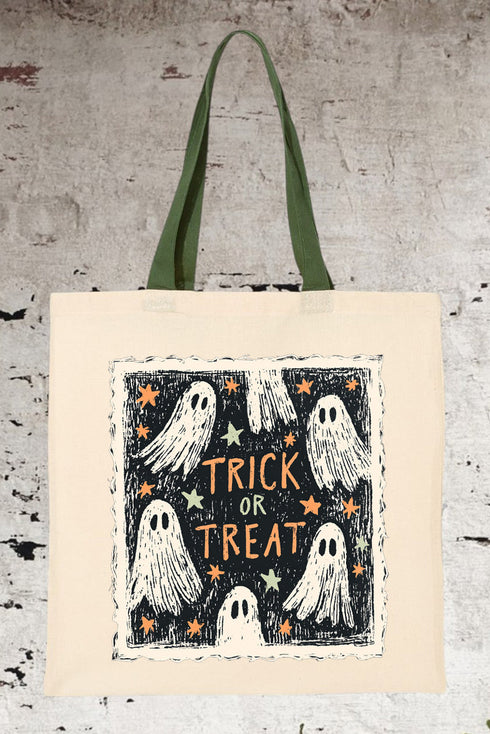 Trick Or Treat Ghost Crew Medium Canvas Tote
